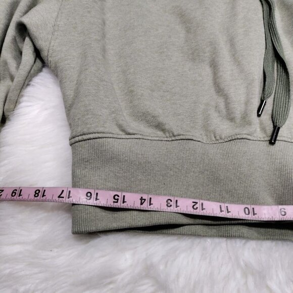 Dorothee Schumacher Cropped Sage Green Hoodie With Drawstring & Ribbed Cuffs S - Picture 8 of 12